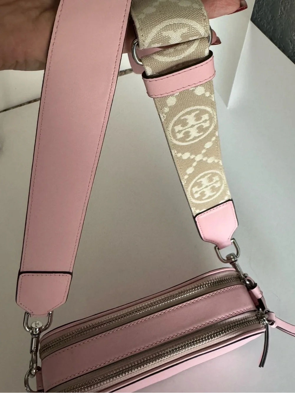 Tory Burch Miller Mini Camera Crossbody Bag SMOOTH Leather Candy Pink Plie NWOT